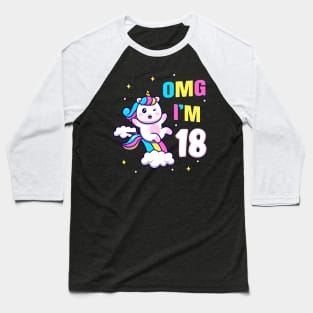 18. Geburtstag Geschenk Mädchen Einhorn Baseball T-Shirt